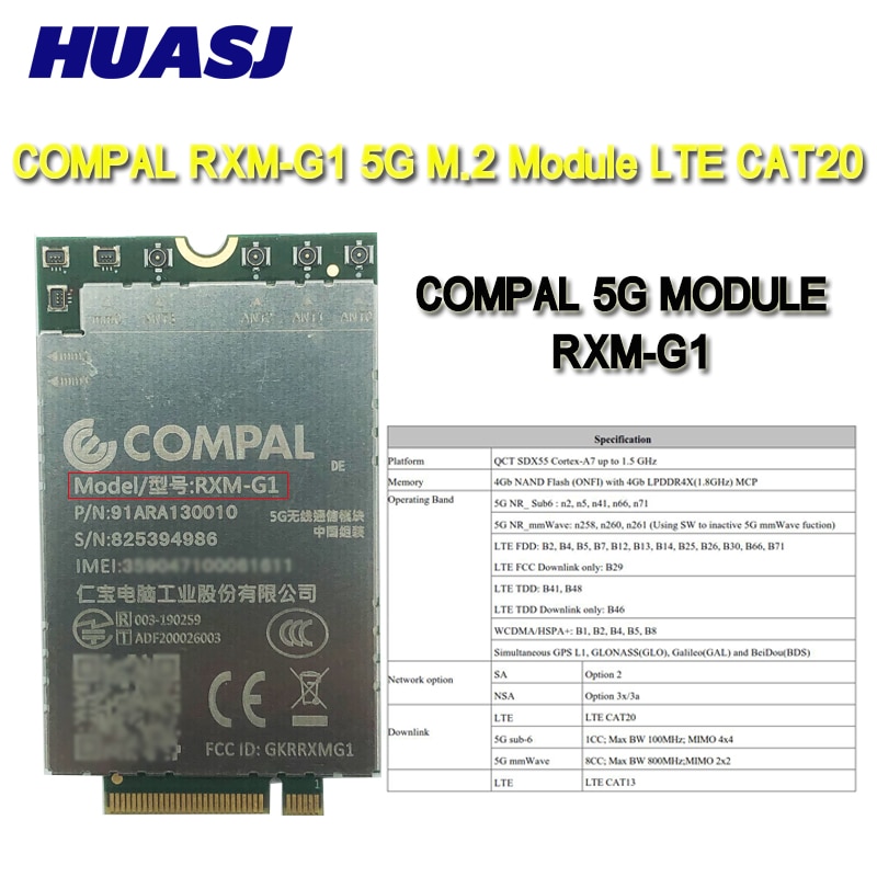 Huasj RXM-G1 5G M.2 , QCT SDX55 Cortex-A7, ִ..